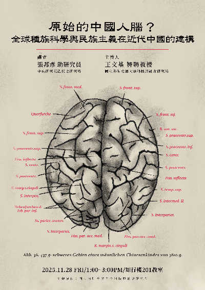 1141128原始的中國人腦？：全球種族科學與民族主義在近代中國的建構海報
