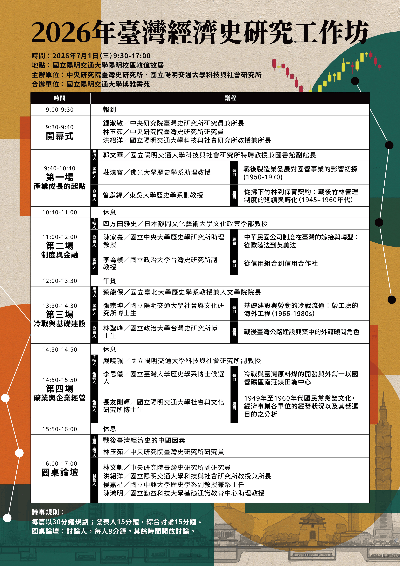 1150701_2026年臺灣經濟史研究工作坊海報